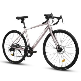 A28320RL 700C Road Bike, 16-Speed Outdoor Bike Disc Brakes, Light Weight Aluminum Frame, Racing Bike City Commuting Road Bicycle L Size for Men W (Color: Pink M size)